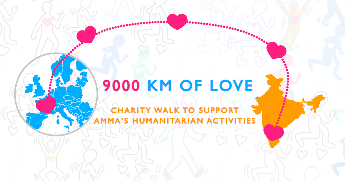9000 kilometers of love charity walk amma europe charity walk amma europe